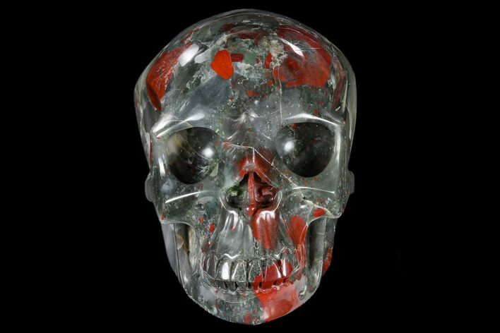 Realistic, Polished Bloodstone (Heliotrope) Skull #116367